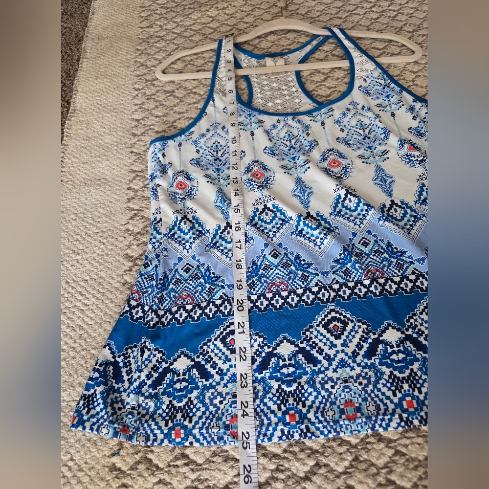 In Bloom Blue And Orange Patterned Tank Tops View 6